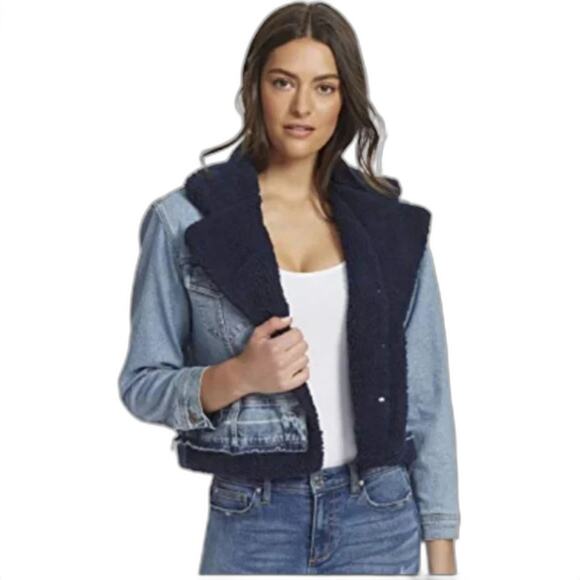 Ella Moss Jackets & Blazers - Ella Moss Sherpa Lined Denim 90s Y2K Acid Washed Retro Jean Jacket Large $90